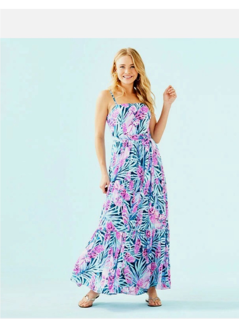 Lilly Pulitzer Aviana Maxi Dress – Mr. Peacock Blue Tweet Hearts – Size 8